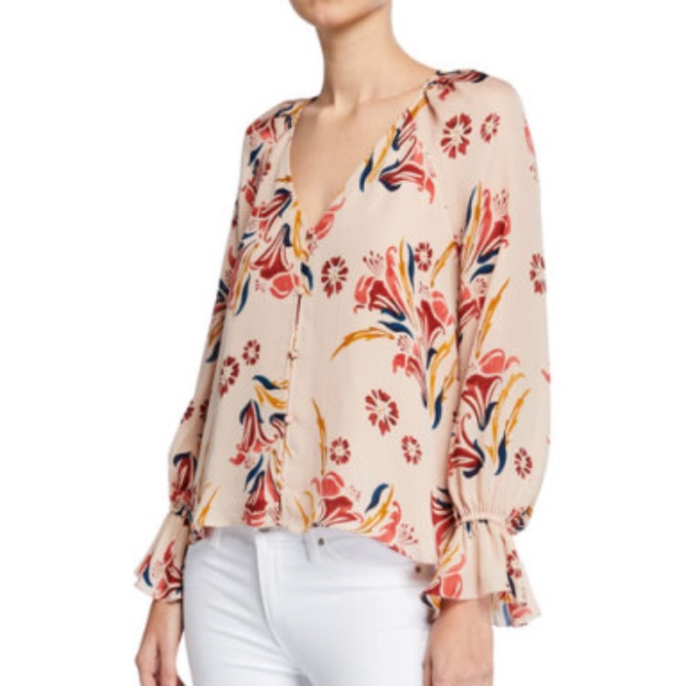 JOIE Pink Floral 100% silk blouse